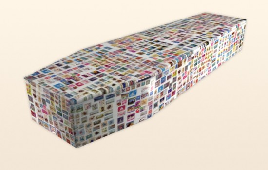 Stamp Collector Coffin by Colourful Coffins
