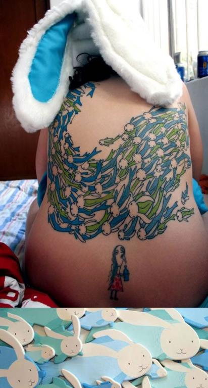 Tattoos inspired by art: Bunnyfish by Kozyndan.