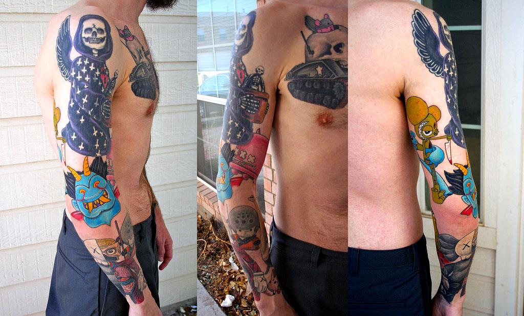 Tattoos inspired by art and toys: Jeff's toy tattoo sleeves