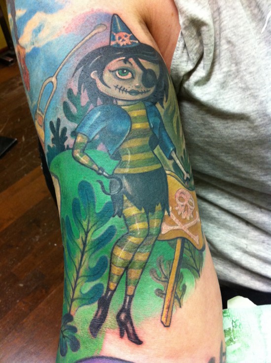 Scarygirl Pinup Tattoo of Art by Nathan Jurevicius