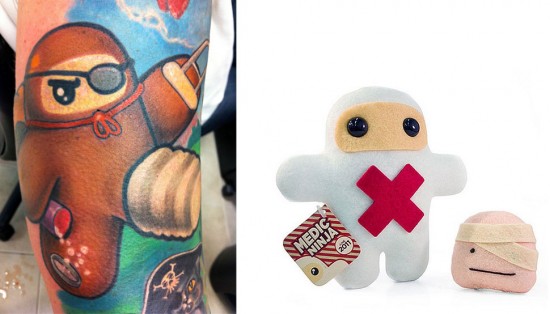 Tattoos inspired by art: Custom Ninja by Shawnimals. Tattoo by Hannah Aitchison (Chicago). Flesh canvas by Ron.