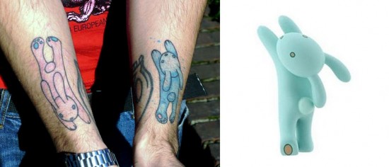 Tattoos inspired by art: Flying Bunny by Tara McPherson. Tattoo by Marco Lari. Flesh canvas by Dario.