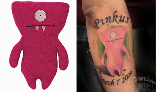 Tattoos inspired by art: Wedge by Uglydolls. Flesh canvas by Mange.