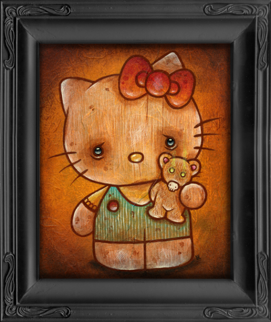framed Hello Kitty Sickling painting by Yosiell Lorenzo