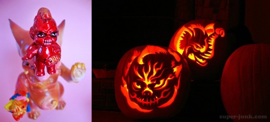 Paul and Melissa Kaiju Halloween pumpkins