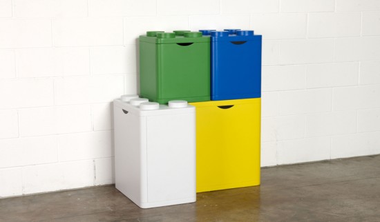 LECO LEGO stacking bins for recycling by Flusso Creative