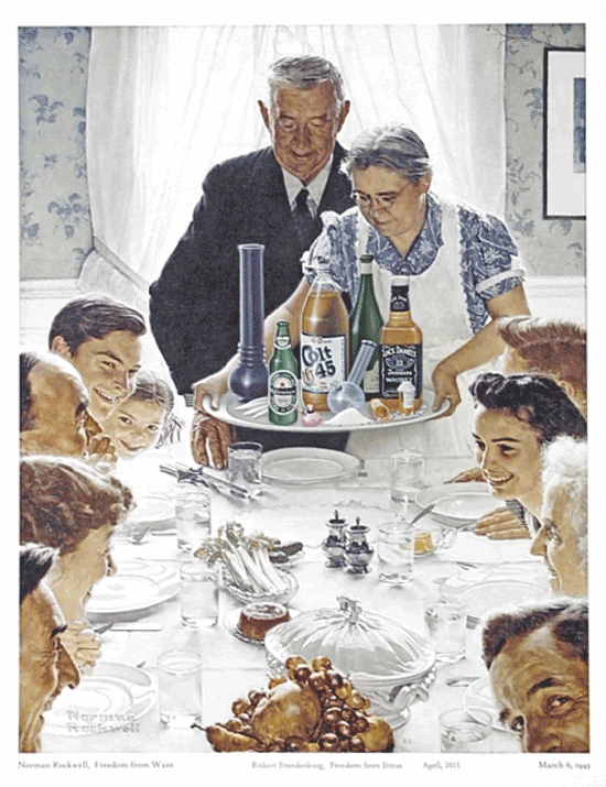 Freedom From Stress (pop surrealism intervention art) by Robert Brandenburg and Norman Rockwell