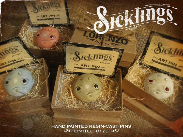 Sicklings resin art pins by Yosiell Lorenzo