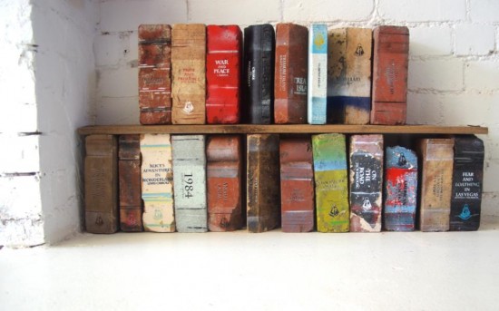 Book Art: Bricks Painted to Look Like Books