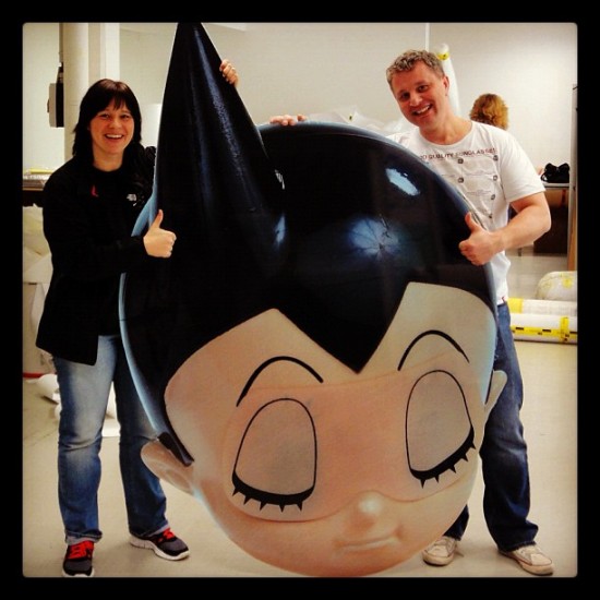 Astroboy head from @toykio's collection on his way to the Collector's Room in Berlin!