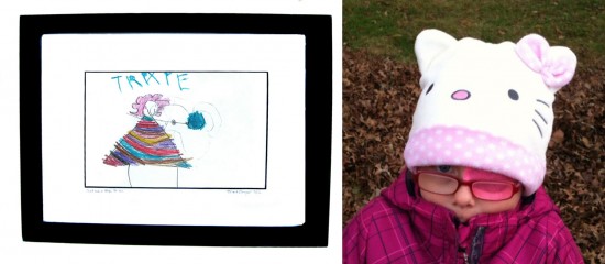"Self-Portrait with Yo-Yo" by Trixie Danger (age 4) (Crayon on paper, framed) $40