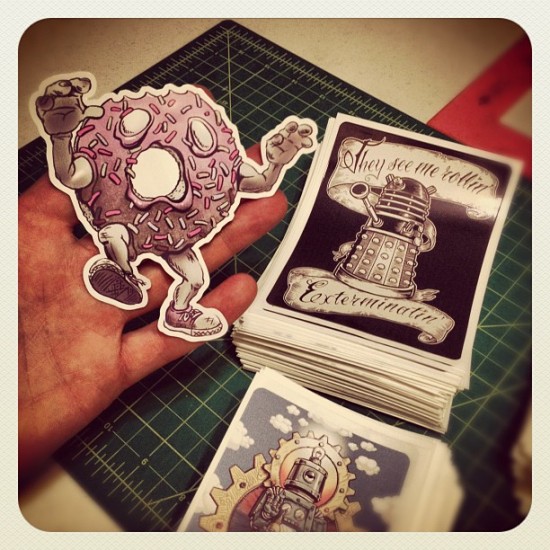 @sumrow made die-cut stickers for his Zombie Donuts.