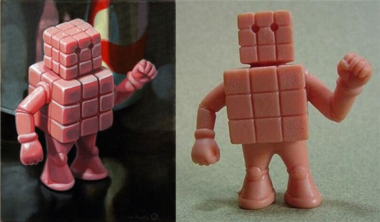 Cubeman painting and Cubeman M.U.S.C.L.E. Cubeman painting and Cubeman M.U.S.C.L.E.