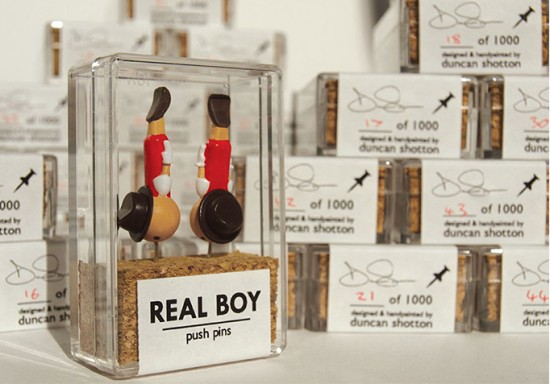 Real Boy Pinocchio Push Pins by Duncan Shotton Design Studio