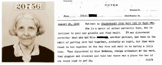 Mrs. Ethel #20756, a patient at Willard Insane Asylum for 43 years