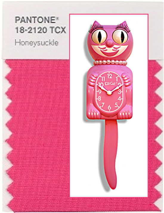 Lady Kit-Cat Clock in Pantone Honeysuckle Color