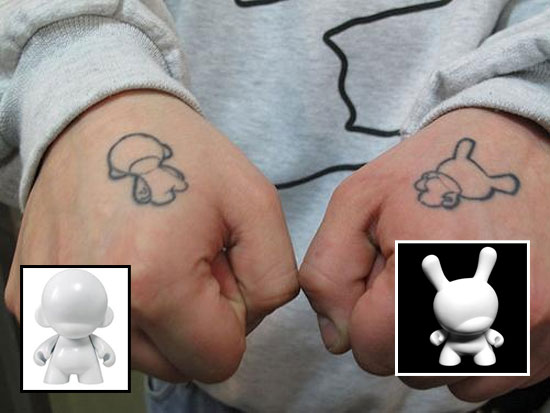 Tattoos inspired by art: Munny and Dunny by Kidrobot. Flesh canvas by Nasty Neil.