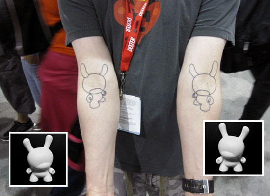 Tattoos inspired by art: Dunny by Kidrobot. Flesh canvas by Jason.