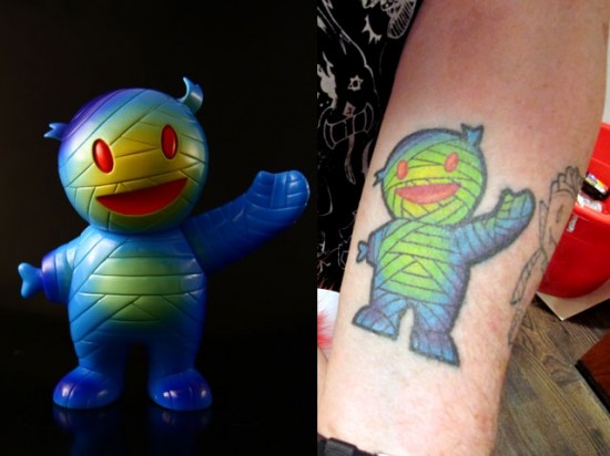 Tattoos inspired by art: Mummy Boy by Brian Flynn. Flesh canvas by Connell.