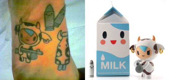 Tattoos inspired by art: Mozzarella and Milk by tokidoki