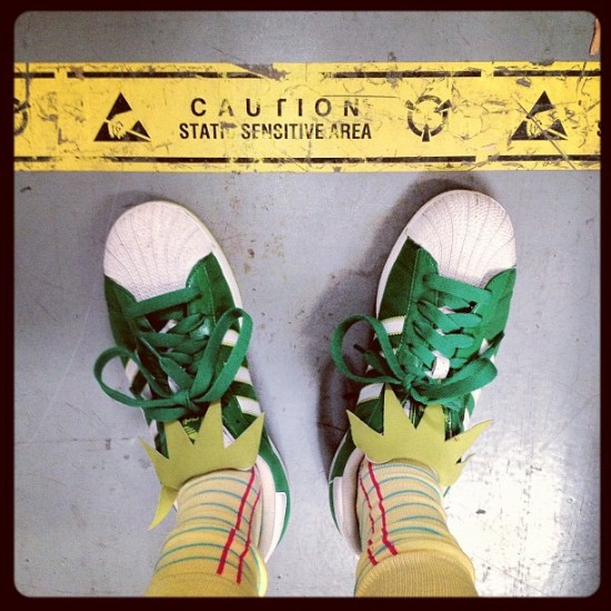 @jeremyriad rocking Muppets Adidas, legal pad socks and static electric hair.