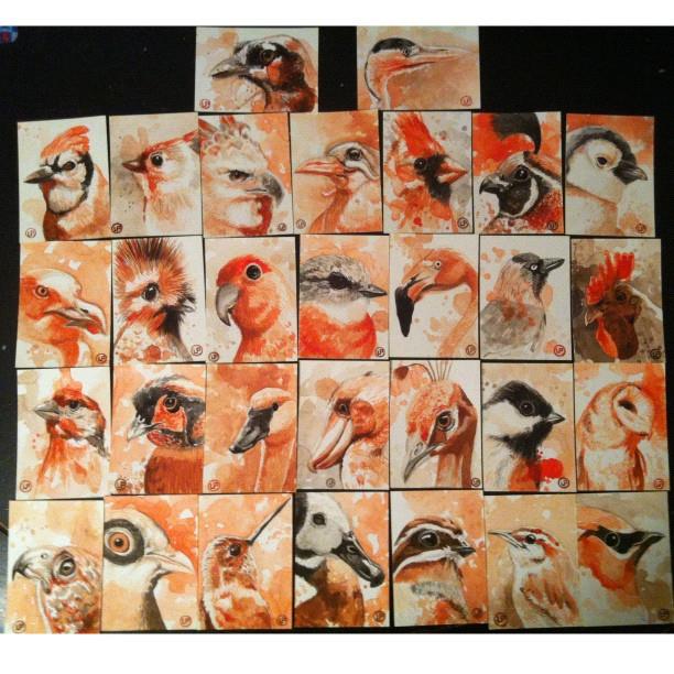 Bird paintings by Lou Pimentel for The Art Hustle